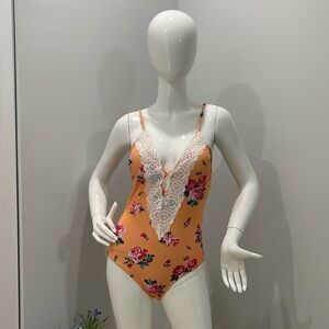 Modihito Women's Tummy Control‎ One Piece Swimsuit  Lace V Neck Swimwear S